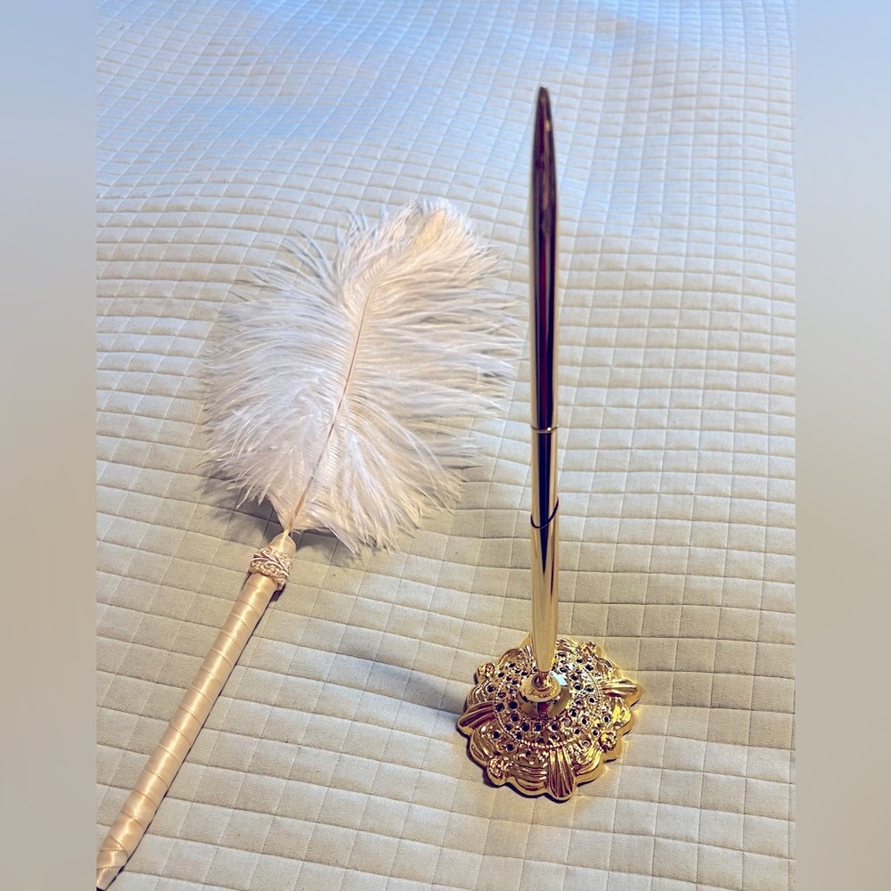 Beautiful Feather pens and pen holder